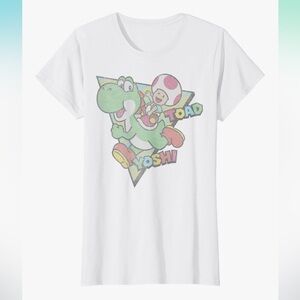Nintendo White T-Shirt with Yoshi and Toad Graphic